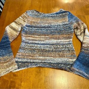 Pretty & Cozy Blue Striped Knit Women's Sweater